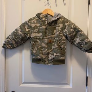 Carhartt Boys Camo Sherpa-lined hooded coat (4T)